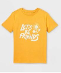 Photo 1 of Boys' 'Let's Be Friends' Short Sleeve Graphic T-Shirt - Cat & Jack Mustard Yellow 2 shirts  M