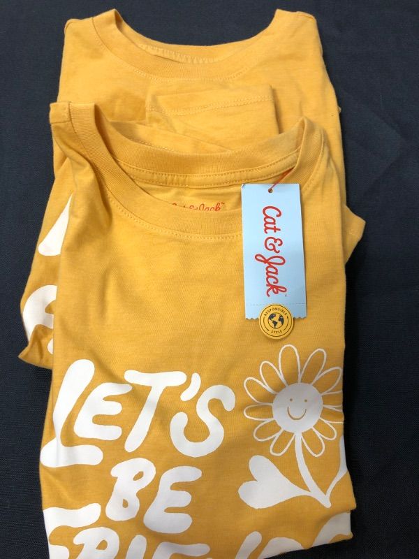 Photo 2 of Boys' 'Let's Be Friends' Short Sleeve Graphic T-Shirt - Cat & Jack Mustard Yellow 2 shirts size L