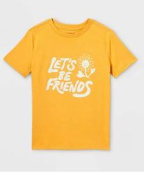 Photo 1 of Boys' 'Let's Be Friends' Short Sleeve Graphic T-Shirt - Cat & Jack Mustard Yellow 2 shirts size L