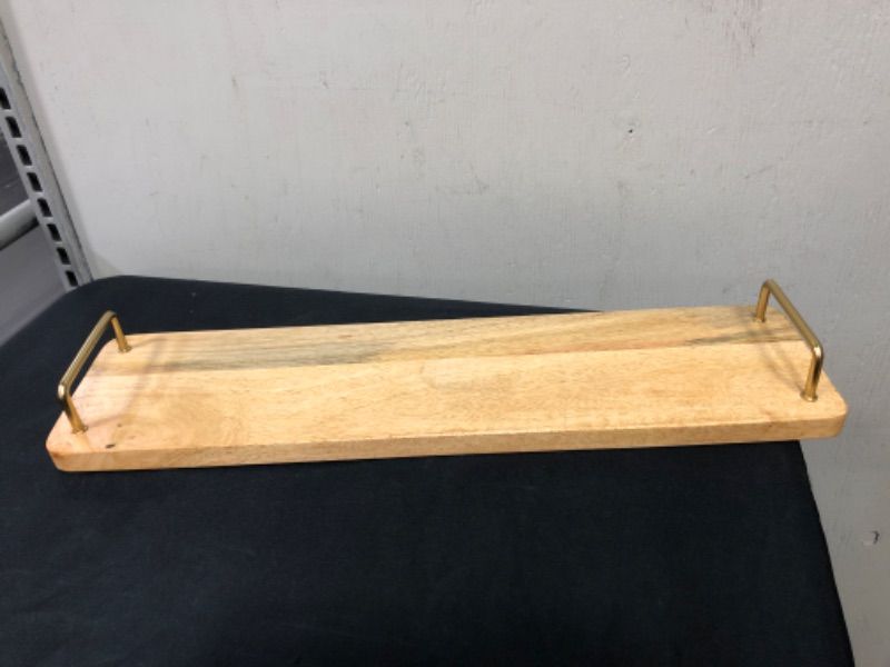Photo 1 of 20" Mango Wood Serving Board with Gold Metal Handles - Threshold