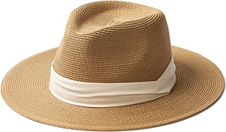 Photo 1 of FURTALK Panama Hat Sun Hats for Women Men Wide Brim Fedora Straw Beach Hat UV UPF 50, SIZE L 