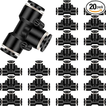 Photo 1 of 20 Pcs Pneumatic Union Tee Push to Connect Fittings Air Line Tube Tee Pneumatic Fittings Quick Release Pneumatic Connectors Air Plastic Hose Line Fittings Air Line Connect Fittings (1/2 Inch)