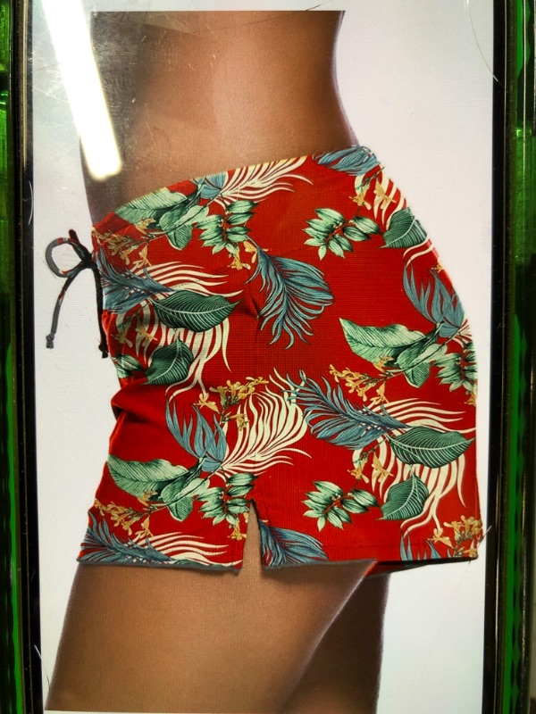 Photo 1 of ALEX VANDO WOMENS SWIMWEAR SHORTS RED/GREEN LARGE