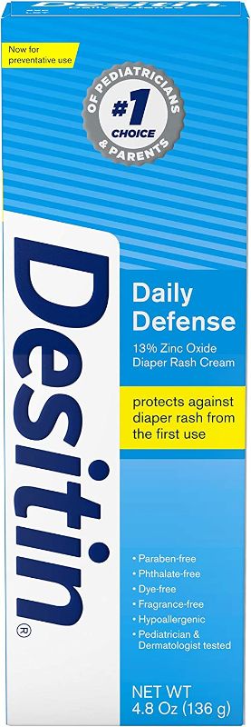 Photo 1 of Desitin Daily Defense Baby Diaper Rash Cream with Zinc Oxide to Treat, Relieve Prevent diaper rash, Hypoallergenic, Dye-, Phth EXP 12/2024