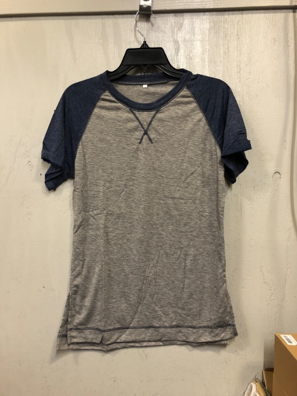 Photo 1 of baseball st short sleeve grey with navy size small
