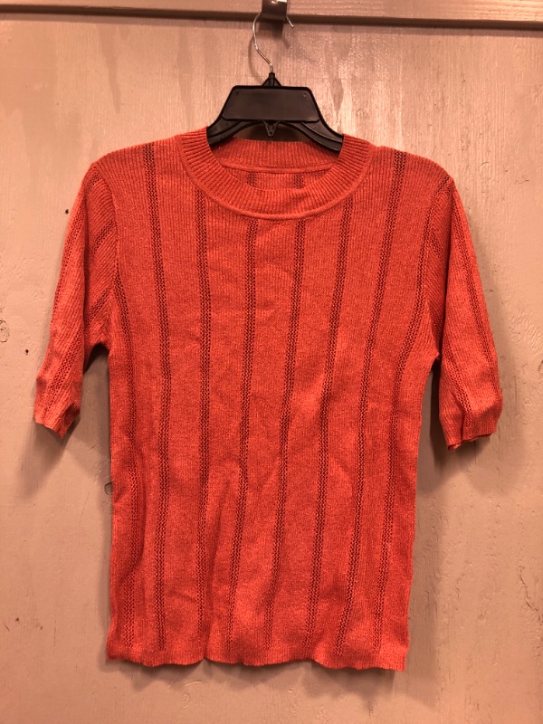 Photo 1 of shiny mid sleeve womens shirt coral L