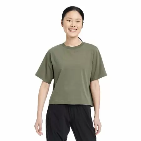 Photo 1 of  Olive Green Supima Cotton Cropped Active Short Sleeve Top - L