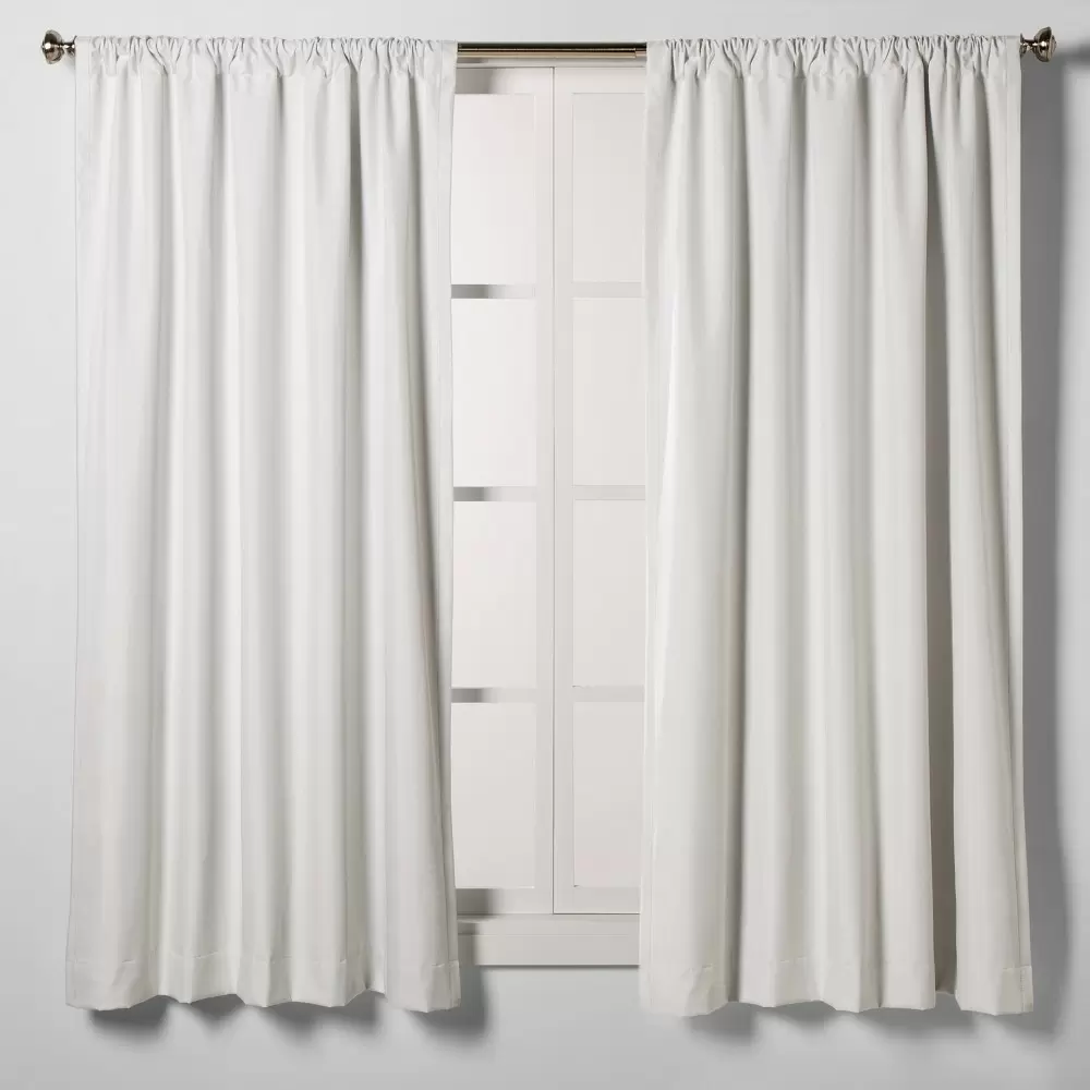 Photo 1 of 1pc 42"x63" Room Darkening Heathered Thermal Window Curtain Panel White