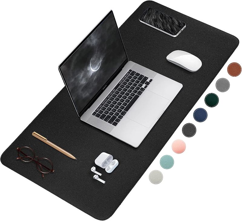 Photo 1 of Tislly Desk Pad, Waterproof Desk Mat for Desktop, Non-Slipped Leather Desk Pad Protector for Keyboard and Mouse, Desk Blotter Pad for Writing in Office/Home----- Black,23.6" x 13.7"