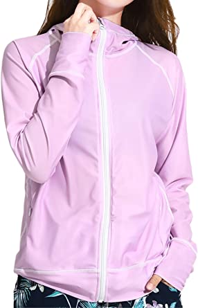 Photo 1 of Actleis Womens Long Sleeve Zip Front Rash Guard, UPF50+ UV Sun Protection Quick Dry Swimming Running Diving Hoodie Shirts SIZE S 
