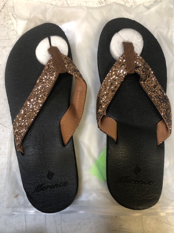 Photo 1 of BROWN SPARKLE SANDALS 
WOMENS
SIZE 40