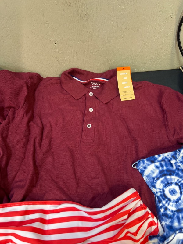 Photo 2 of 5PC LOT, VARIOUS CLOTHES ITEMS, SIZES ARE L, XL, XXL IN WOMENS, KIDS MAROON SHIRT IS BOYS XL, BLUE KIDS BATHING SUIT IS GIRLS SIZE 10