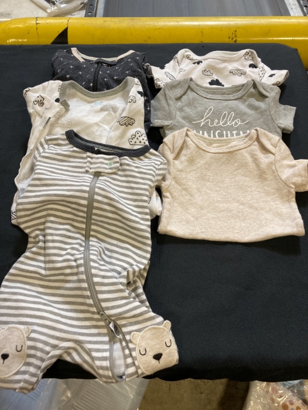 Photo 1 of 6PC LOT,VARIOUS USED BABY ONSIES, SIZE 0-3 MOS 