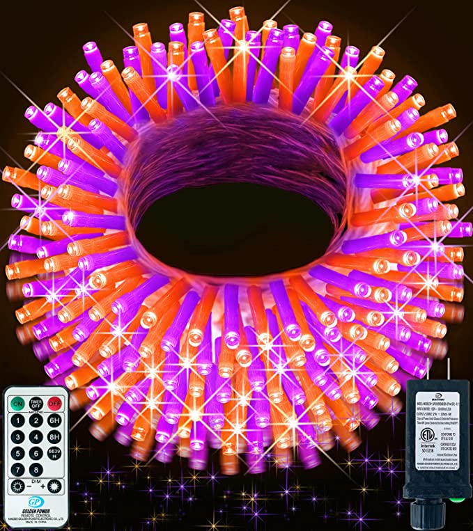 Photo 1 of Halloween Lights Outdoor 99ft 300 LED Orange and Purple String Light Indoor & Outdoor Decorations, Halloween Party Decorative Light with 8 Lighting Modes Timer Memory for Home Tree Yard Room Decor