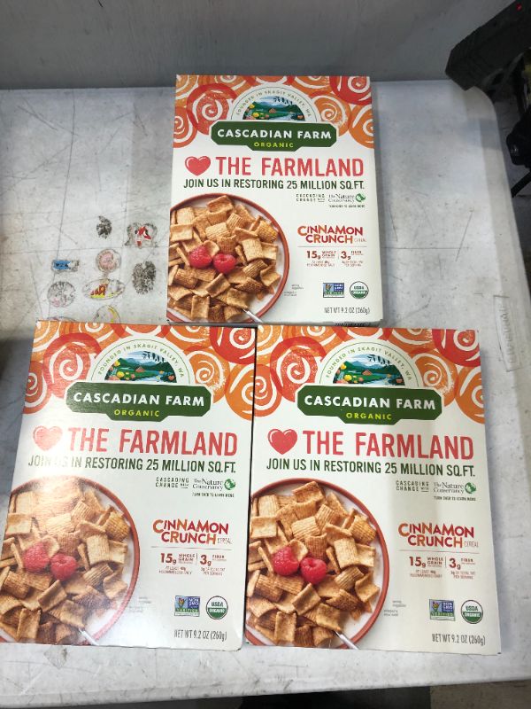 Photo 2 of Cascadian Farm Organic Cinnamon Crunch Cereal, Whole Grain Cereal, 9.2 oz (BEST BY SEP 3 2022, 3PCS)
