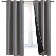 Photo 1 of 100% Blackout Window Curtains: Room Darkening Thermal Window Treatment with Light Blocking Black Liner for Bedroom, Nursery and Day Sleep - 2 Pack of Drapes, Glacier Gray (63” Drop x 42” Wide Each)
