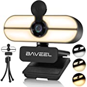 Photo 1 of 2k QHD Webcam with Microphone,BAVEEL Auto Light Correction 360°Rotating Mac Webcam with Adjustable Ring Light,Plug and Play,Tripod,110°Wide-Angle Webcams for Skype, Live Streaming,OnlineLearning
