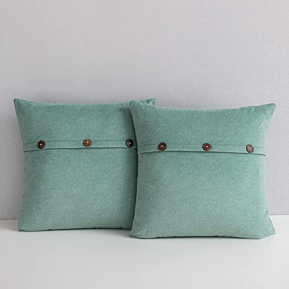 Photo 1 of Anickal Aqua Pillow Covers 20x20 Inch with Triple Buttons Set of 2 Soft and Thick Farmhouse Decorative Throw Pillow Covers Cushion Case for Home Sofa Couch Decoration