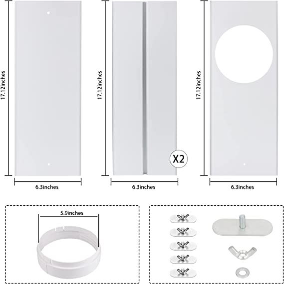 Photo 1 of 5.9" Coupler & Sealing Tape, Universal Sliding Window Slide Seal Plates for AC Unit, AC Window Vent Kit, AC Window Seal Accessories