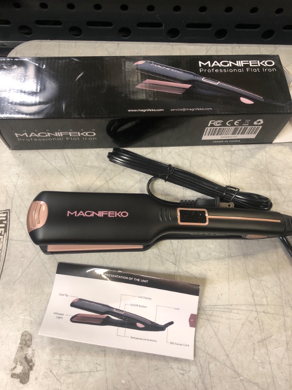 Photo 2 of Magnifeko Professional Flat Iron Hair Straightener and Digital Display Dual Voltage Titanium Hair Straighteners 