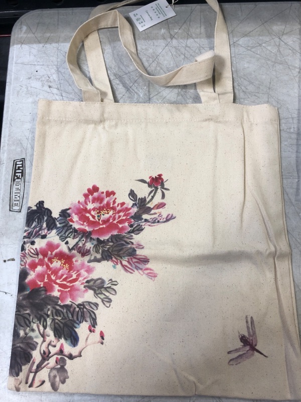 Photo 1 of Casual Cotton Canvas Tote Bag with Inner Pocket for School, Travel, and Shopping. Reusable Eco-friendly Bag