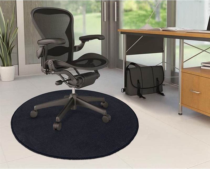 Photo 1 of Anidaroel Office Chair Mat for Hardwood and Tile Floor, 47"X47" Round Floor Protector Rugs, Computer Gaming Chair Mat for Rolling Chair, Anti-Slip Floor Protector Rug for Home Office, Black