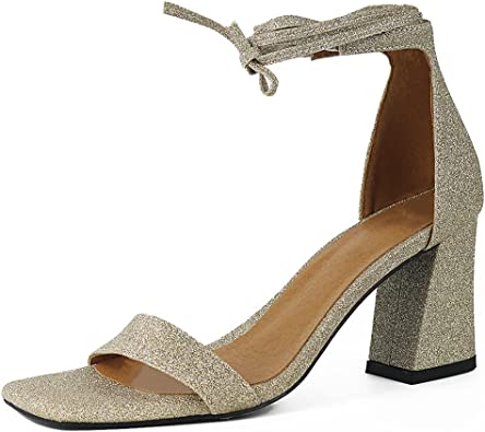 Photo 1 of Atsroel Womens Heeled Sandals Chunky Heeled Open Toe Ankle Strap Block Hign Heels Sandals For Women Summer Casual Shoes size 7.5