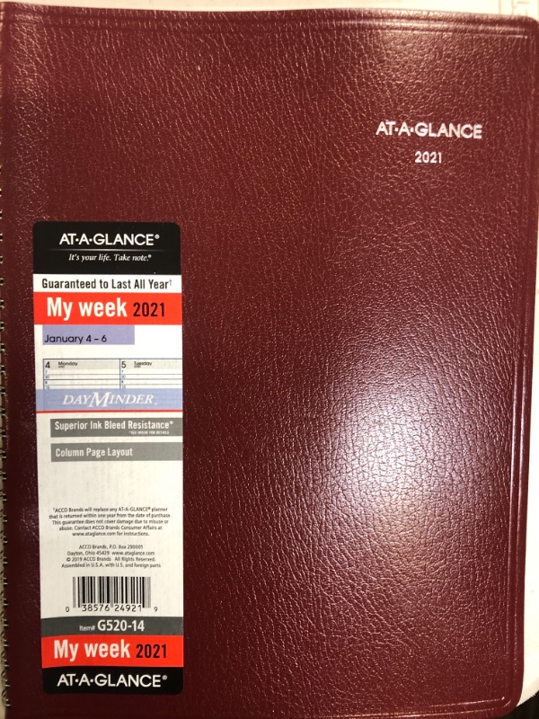 Photo 2 of 2021 Weekly Appointment Book & Planner by AT-A-GLANCE, 8" x 11", Large, DayMinder, Burgundy