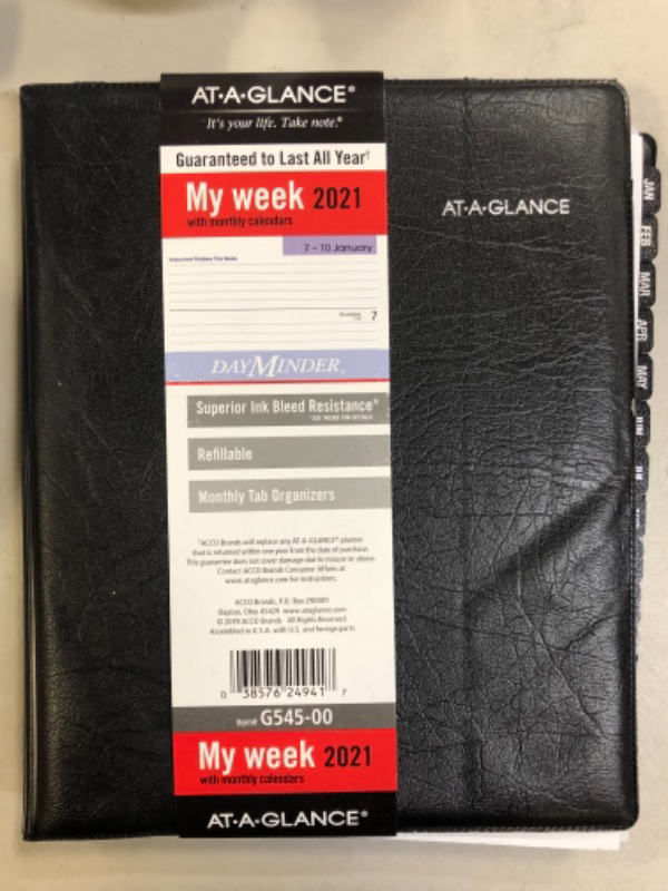 Photo 3 of 2021 Weekly & Monthly Planner by AT-A-GLANCE, 7" x 8-3/4", Medium, Refillable, Executive, Black