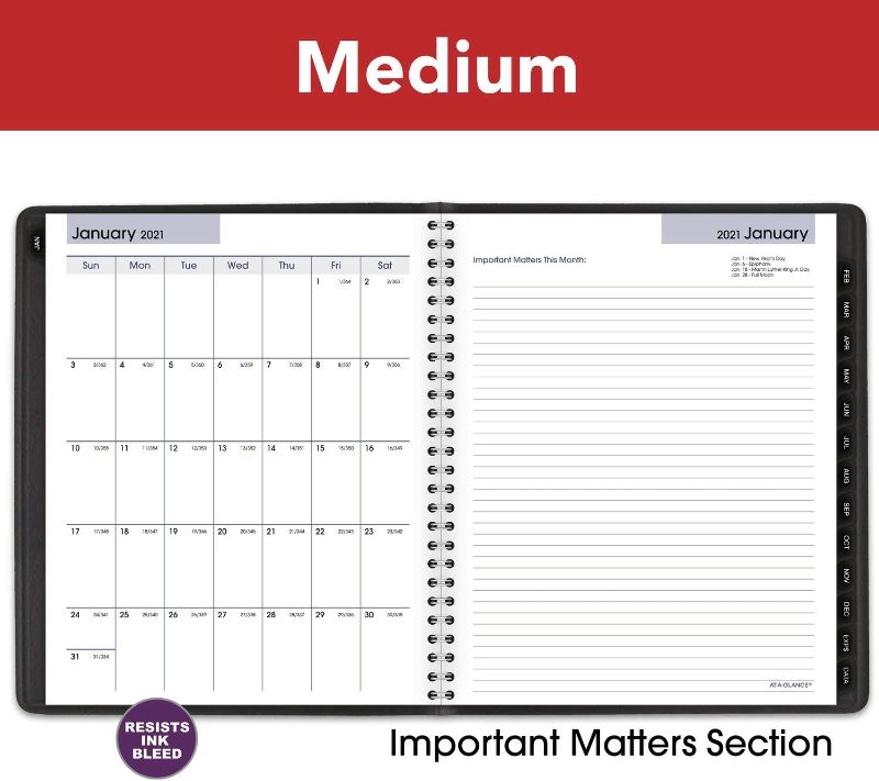 Photo 2 of 2021 Weekly & Monthly Planner by AT-A-GLANCE, 7" x 8-3/4", Medium, Refillable, Executive, Black
