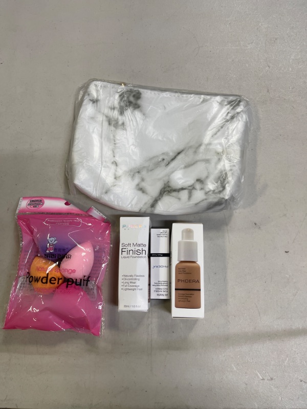 Photo 2 of 2 Pack Foundation Full Coverage Liquid Foundation, Foundation Primer, 4 Makeup Sponge, Cosmetic Bag, 24HR Matte Oil Control Concealer Foundation (Nude #102+Buff Beige #104)
