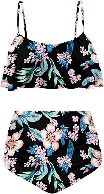 Photo 1 of Angerella Womens High Waisted Bikini Flounce Top Bathing Suits Swimwear, SIZE M 