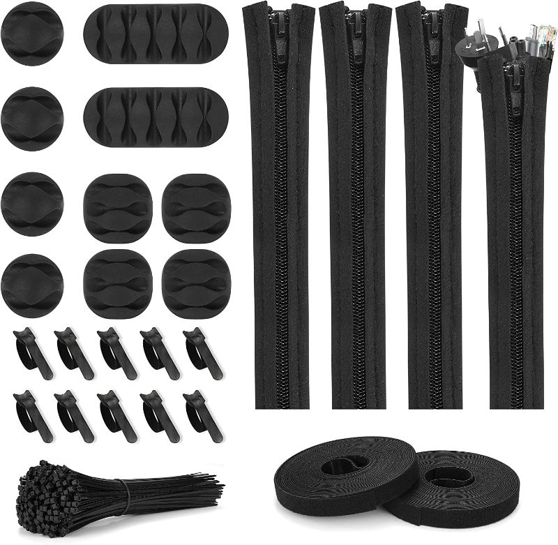 Photo 1 of 126pcs Cord Management Organizer Kit 4 Cable Sleeve with Zipper,10 Self Adhesive Cable Clip Holder,10pcs and 2 Roll Self Adhesive tie and 100 Fastening Cable Ties for TV Office Home etc (Black)
FACTORY SEALED