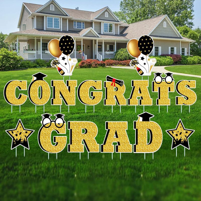 Photo 1 of 16 Pcs 2022 Graduation Yard Sign, Large Congrats Grad Yard Sign with 32 Stakes, Waterproof Graduation Lawn Signs for Graduation Outdoor Yard Sign
FACTORY SEALED