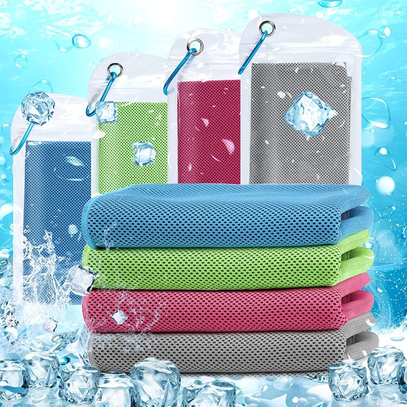 Photo 1 of Cooling Towel, 4 Pack Cooling Towels for Neck and Face, 40"x12" Microfiber Sweat Towel Soft Breathable Gym Towel for Golf, Yoga, Gym, Travel, Sports, Running, Camping, Workout & More Activities