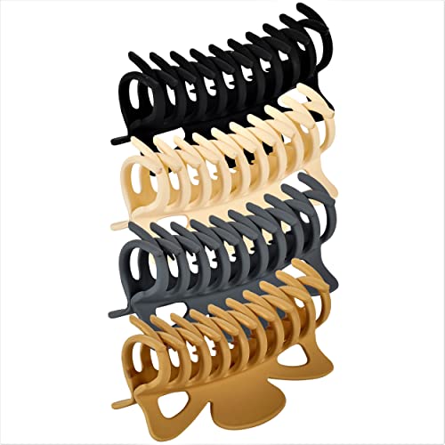 Photo 1 of 79Style Hair Clips Claw Clips For Thick Hair Big Hair Clips For Women Thick Hair 4.7 Inch Extra Large Jumbo Claw Clips Long Jew Butterfly Banana Clips Neutral Hair Claws Strong Barrette Hair Styling Accessories For Women (4Pcs 4.7 Inch Neutral/Mustard)