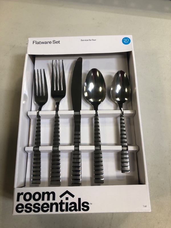 Photo 2 of 20pc Stainless Steel Striped Silverware Set - Room Essentials™