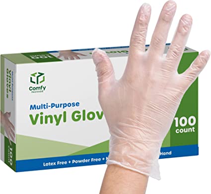 Photo 1 of [100 Pack] Clear Powder Free Vinyl Disposable Plastic Gloves SIZE XL ( USED) 
