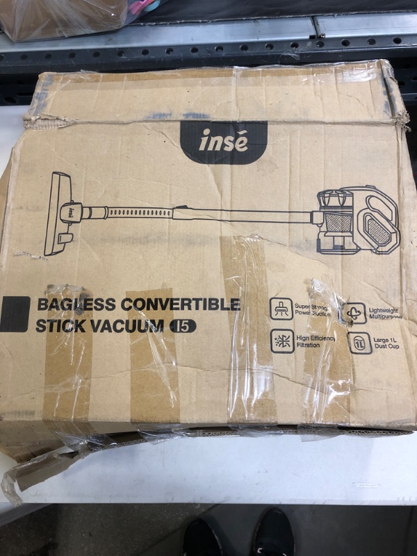 Photo 1 of INSE BAGLESS CONVERTIBLE STICK VACUUM ( BOX HAS MINORE DAMAGE ) ITEM TESTED 