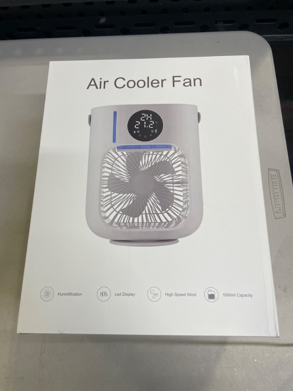 Photo 2 of Portable Air Conditioner Fan, Air Cooler Portable Desktop Air Conditioner with LED Display, 1000ml Capacity,Small Personal Air Cooler Cooling Fan with 7 Colors Light,3 Speeds for Office Home Room
