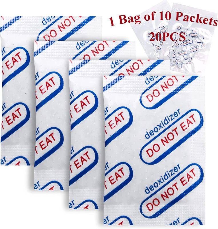 Photo 1 of 1000CC (20-Pack) Food Grade Oxygen Absorbers Packets for Home Made Jerky and Long Term Food Storage, Food Oxygen Absorbers Individually Wrapped Of 10 Packets
