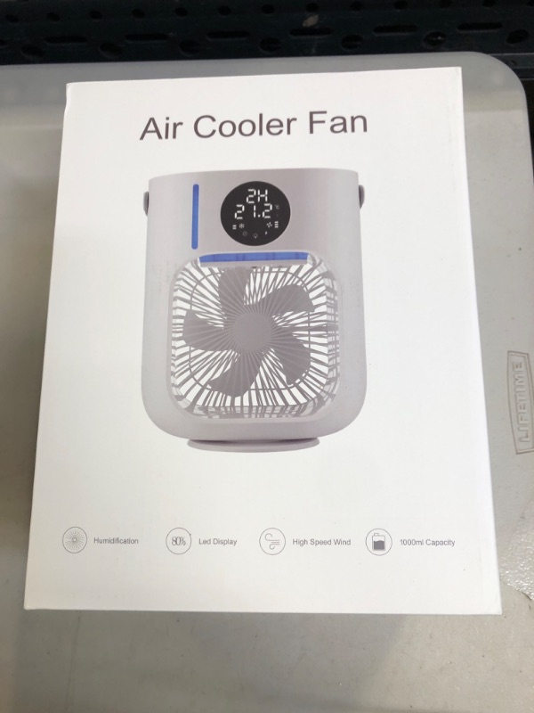 Photo 2 of Portable Air Conditioner Fan, Air Cooler Portable Desktop Air Conditioner with LED Display, 1000ml Capacity,Small Personal Air Cooler Cooling Fan with 7 Colors Light,3 Speeds for Office Home Room
