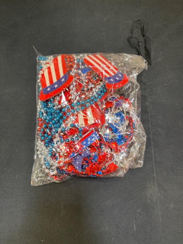 Photo 2 of 4th of July Patriotic Party Favor Necklaces, 20 PCS Red White Blue Star Bead Necklaces with Pendants for 4th/Fourth of July Party Supplies, Parade Decorations,Independence Day Accessorie
