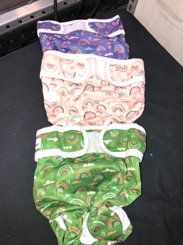Photo 1 of Docuwee Female Washable Dog Diapers (3 Pack), Reusable Puppy Absorbent Diapers Wrap for Doggie Heat Period, Puppies, Small and Medium Female Sized Dogs Incontinence, Menstrual Care, , SIZE L 