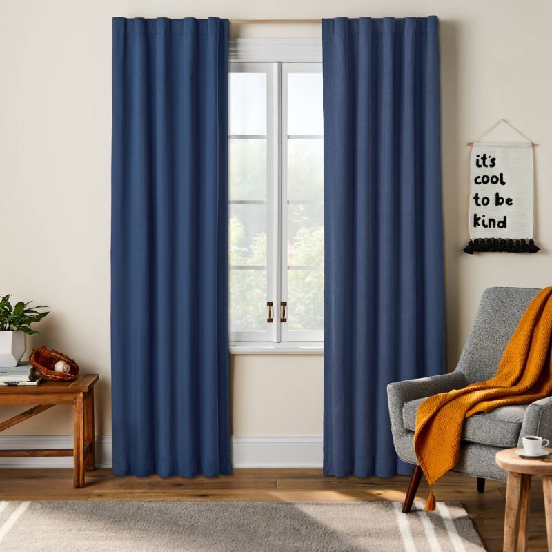 Photo 1 of 84" Blackout Twill Solid Panel Navy - Pillowfort™
