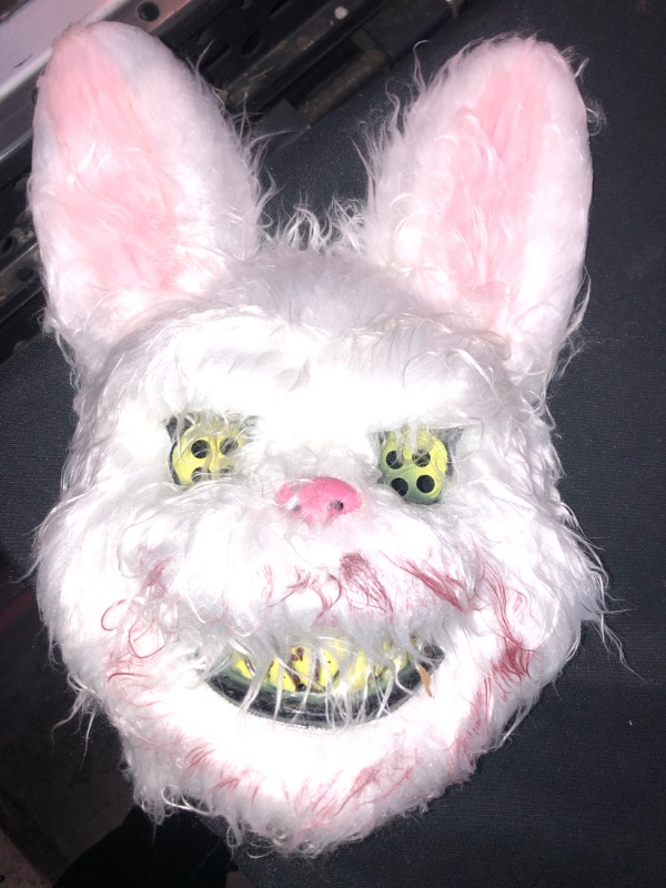 Photo 2 of Creepy Rabbit Bloody Killer Bunny Costume for Halloween Scary Mask Masquerade Prop