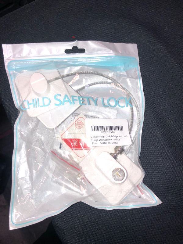 Photo 2 of 2 Pack Fridge Lock,Refrigerator Locks,Freezer Lock with 4 Key for Child Safety,Locks to Lock Fridge and Cabinets - White