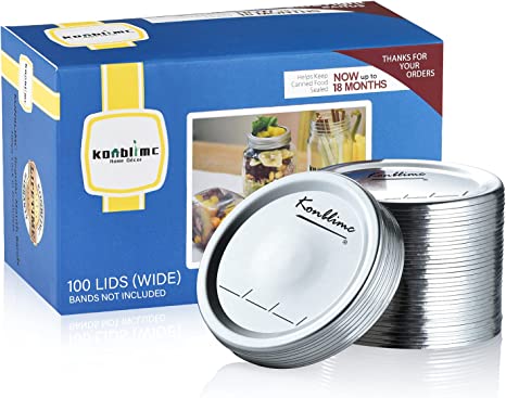 Photo 1 of 100-Count Canning Lids Wide Mouth Canning Lids for Ball Kerr Jars Split-Type Metal Mason Jar Lids and Secure Canning Jar Lids, 100% Fit for Wide Mouth Jars Lids