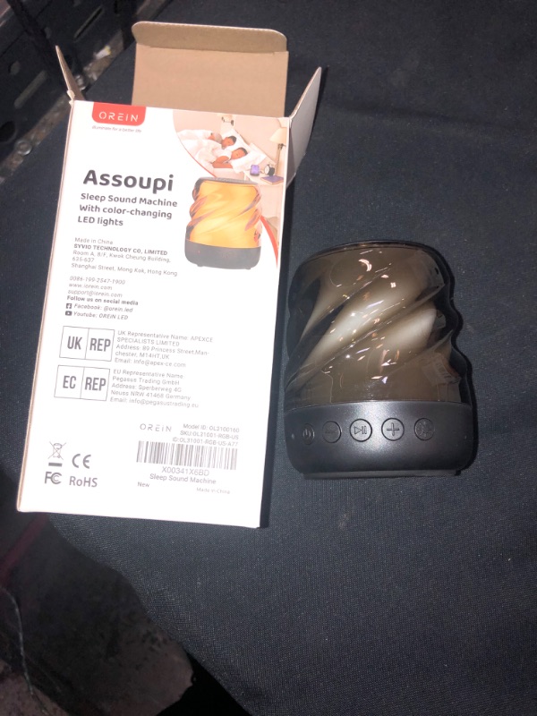 Photo 1 of OREiN 3 in 1 Portable Sound Machine with High Fedelity Bluetooth Speaker for Travel, White Noise Machine with Night Light,Timer, Memory Function and Soothing Sounds for Baby Kids Adults.