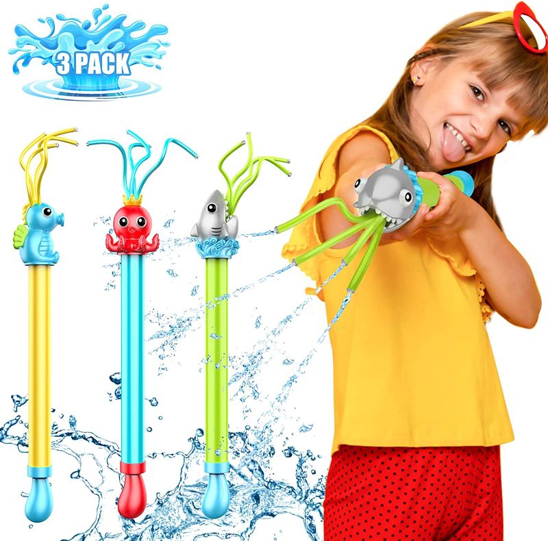 Photo 1 of Beewarm Water Guns for Kids - Super Water Soakers 3 Packs - Lifetime Replacement - Long Range Water Blaster with Wiggle Tubes for Boys and Girls Swimming Pool Outdoor Water Toys as Gifts
